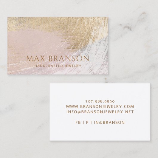 Moderne Abstract Goud Roze Sieraden Designer Visitekaartje (Voorkant / Achterkant)