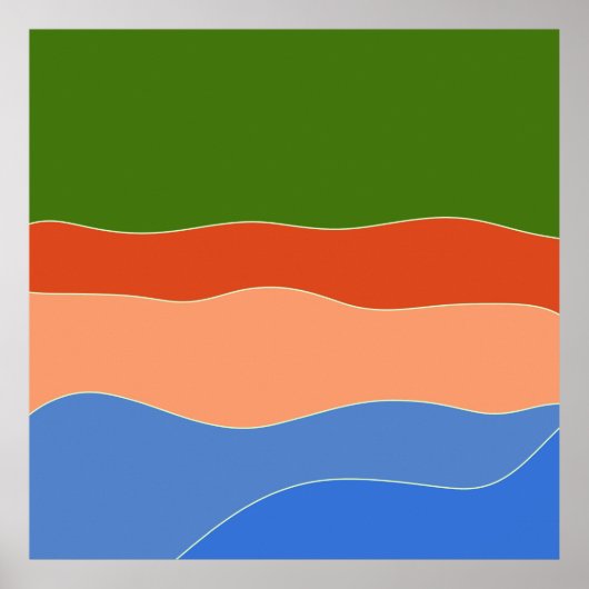 Moderne Abstract Kleurrijke Landschap Midden eeuw Poster (Voorkant)