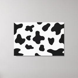 Moderne Abstract Land Zwart en Wit Koeienvlekken Canvas Afdruk