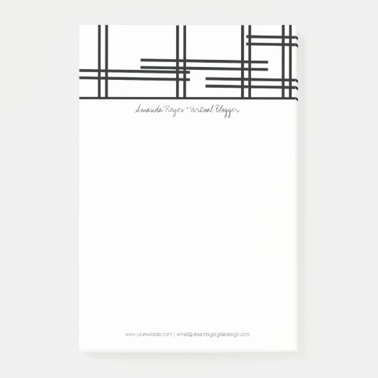 Moderne Abstract Monochroom Zwart en Wit Post-it® Notes (Voorkant)