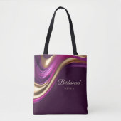 Moderne Abstract-Paarse Fuchsia en Goud-Bruidsmeis Tote Bag (Voorkant)