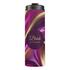 Moderne Abstract-Paarse Fuchsia Gold-Bride- Thermosbeker