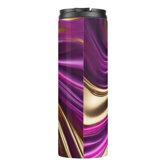 Moderne Abstract-Paarse Fuchsia Gold-Bride- Thermosbeker (Achterkant)