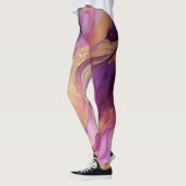 Moderne Abstract-Paarse Roze en Goud- Leggings (Links)