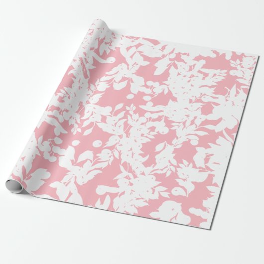 Moderne Abstract Roze Witte Bloem Cadeaupapier (Uitgerold)