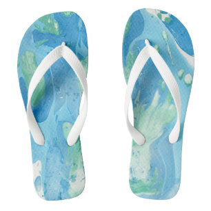 Moderne Abstract Sjabloon Blauw Groen Wit Trendy Teenslippers