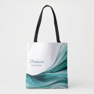 Moderne Abstract-Smaragdgroen-Bruidsmeisje- Tote Bag