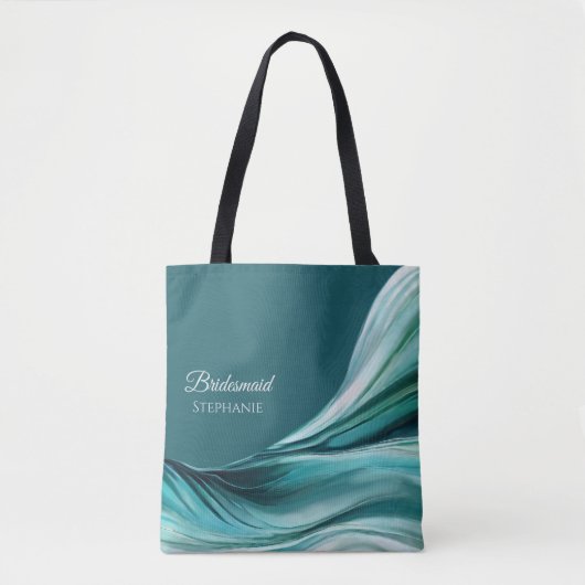 Moderne Abstract-Smaragdgroene-Bruidsmeisje- Tote Bag (Voorkant)