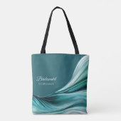 Moderne Abstract-Smaragdgroene-Bruidsmeisje- Tote Bag (Achterkant)