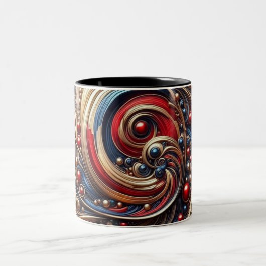 Moderne Abstract Tweekleurige Koffiemok (Center)