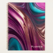 Moderne Abstract-Viva Magenta Turquoise en Gold Planner (Voorkant)
