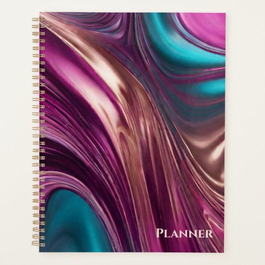 Moderne Abstract-Viva Magenta Turquoise en Gold Planner (Voorkant)