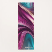 Moderne Abstract-Viva Magenta Turquoise en Gold- Yogamat (Voorkant)