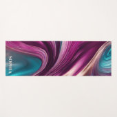 Moderne Abstract-Viva Magenta Turquoise en Gold- Yogamat (Voorkant (horizontaal))