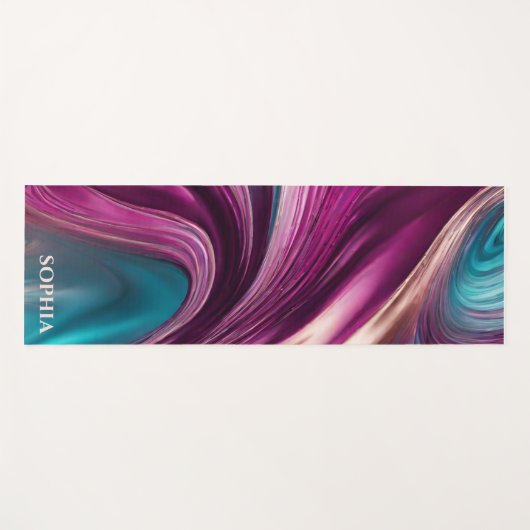 Moderne Abstract-Viva Magenta Turquoise en Gold- Yogamat (Voorkant (horizontaal))