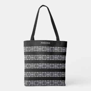 Moderne abstract zilveren vierkant patroon op zwar tote bag