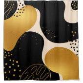 Moderne Abstract Zwart en Goud Organisch Patroon Douchegordijn (Voorkant)