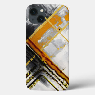 Moderne Abstract Zwart Goud Luxe Chic Aquarel Case-Mate iPhone Case