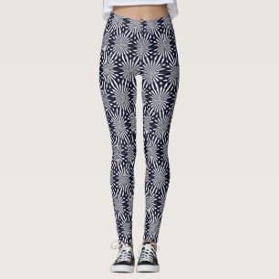Moderne Abstract Zwart-Wit Geometrisch Vuurwerk Leggings
