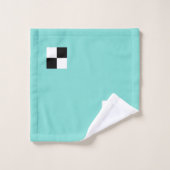 Moderne Abstract Zwart & Wit Geruit op Teal Bad Handdoek (Wasdoekje)
