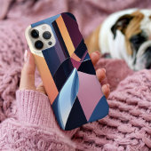 Moderne Abstracte 3D Metallic Blue en Peach Case-Mate iPhone Case