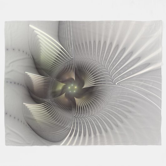 Moderne Abstracte 3D Vorm Fractal Art Fleece Deken (Voorkant (Horizontaal))