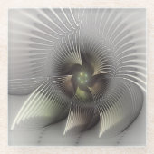 Moderne Abstracte 3D Vorm Fractal Art Glazen Onderzetter (Voorkant)