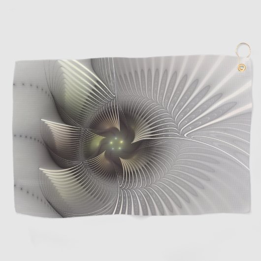 Moderne Abstracte 3D Vorm Fractal Art Golfhanddoek (Horizontaal)