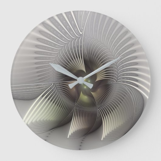 Moderne Abstracte 3D Vorm Fractal Art Grote Klok (Voorkant)