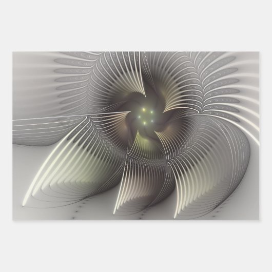 Moderne Abstracte 3D Vorm Fractal Art Inpakpapier Vel (Voorkant 3)