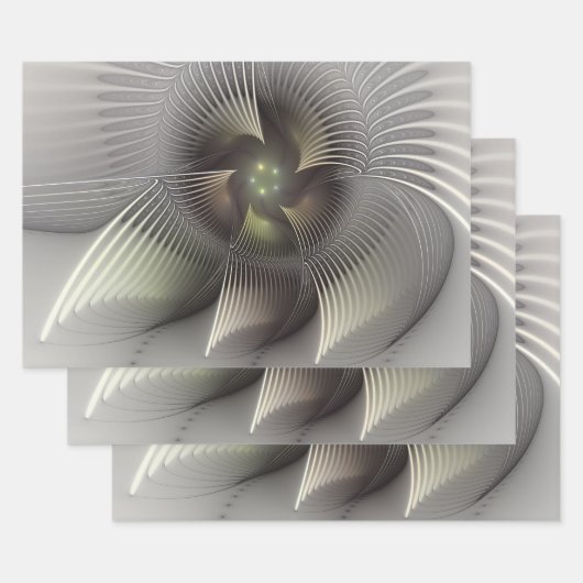 Moderne Abstracte 3D Vorm Fractal Art Inpakpapier Vel (Set)