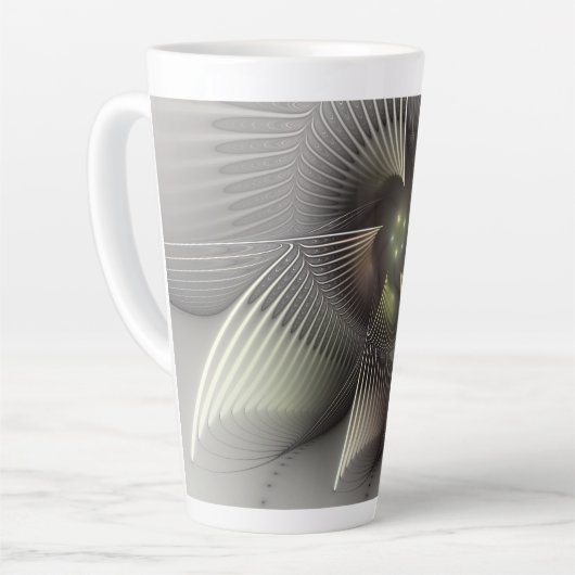 Moderne Abstracte 3D Vorm Fractal Art Latte Mok (Linkerhoek)