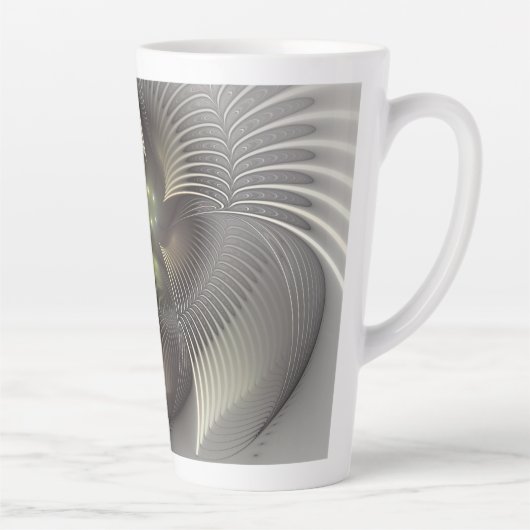 Moderne Abstracte 3D Vorm Fractal Art Latte Mok (Rechts)
