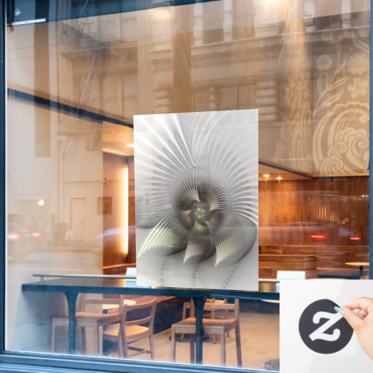 Moderne Abstracte 3D Vorm Fractal Art Raamsticker (Cafe Raam)