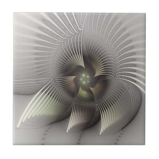 Moderne Abstracte 3D Vorm Fractal Art Tegeltje (Voorkant)