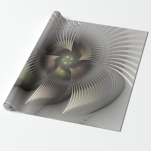 Moderne Abstracte 3D Vorm Fractale Kunst Cadeaupapier (Uitgerold)
