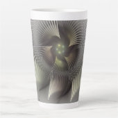 Moderne Abstracte 3D Vorm Fractale Kunst Latte Mok (Voorkant)