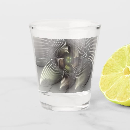 Moderne Abstracte 3D Vorm Fractale Kunst Shot Glas (Voorkant)