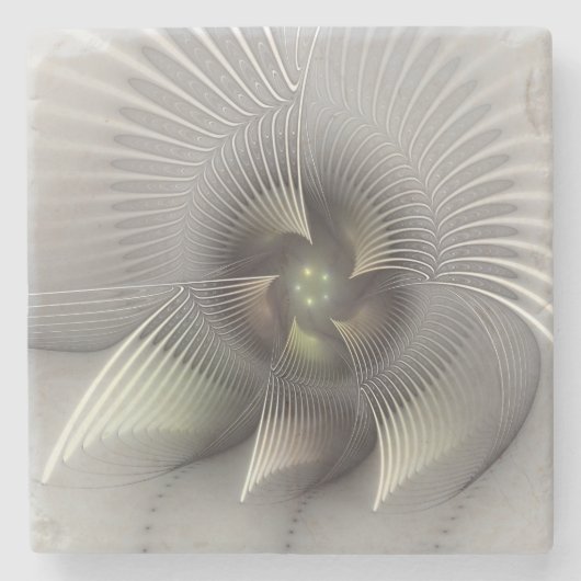 Moderne Abstracte 3D Vorm Fractale Kunst Stenen Onderzetter (Voorkant)