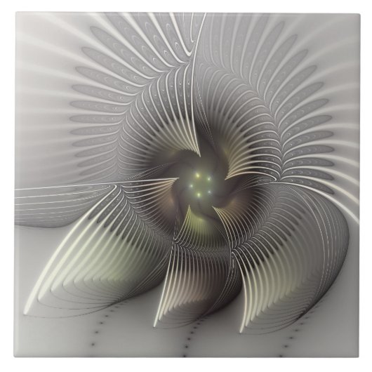 Moderne Abstracte 3D Vorm Fractale Kunst Tegeltje (Voorkant)