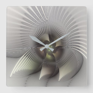 Moderne Abstracte 3D Vorm Fractale Kunst Vierkante Klok