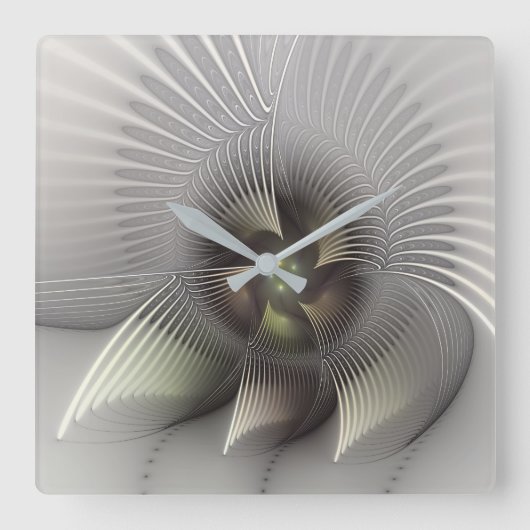 Moderne Abstracte 3D Vorm Fractale Kunst Vierkante Klok (Voorkant)