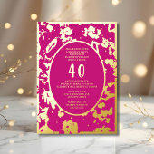Moderne Abstracte 40e verjaardag Sjabloon Roze Uni