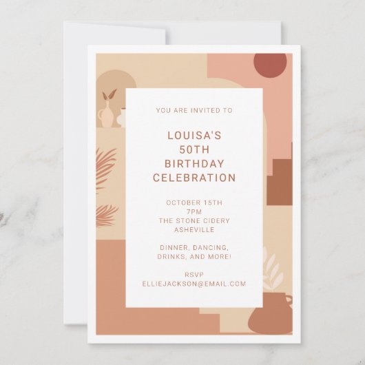 Moderne Abstracte 50e Verjaardag Aardse geometrisc Kaart (Voorkant)