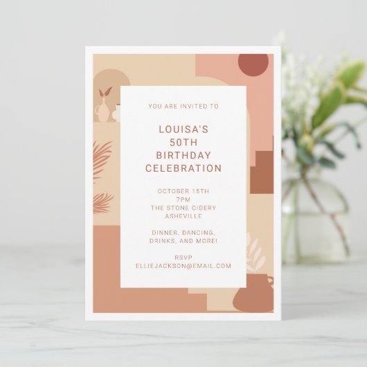 Moderne Abstracte 50e Verjaardag Aardse geometrisc Kaart (Staand voorkant)