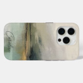 Moderne Abstracte aangepaste naam Blauwgroen Case-Mate iPhone Case (Achterkant (horizontaal))