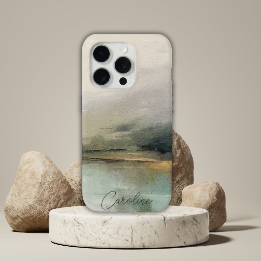 Moderne Abstracte aangepaste naam Blauwgroen Case-Mate iPhone Case