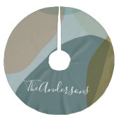 Moderne Abstracte aardse groene taupe gepersonalis Kerstboom Rok (Voorkant)