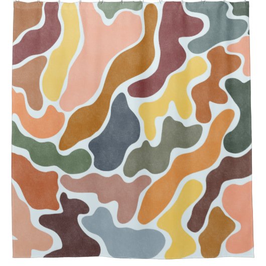 Moderne abstracte, aardse tinten illustratie. douchegordijn (Voorkant)
