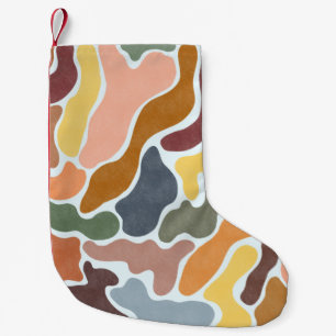 Moderne abstracte, aardse tinten illustratie. kleine kerstsok
